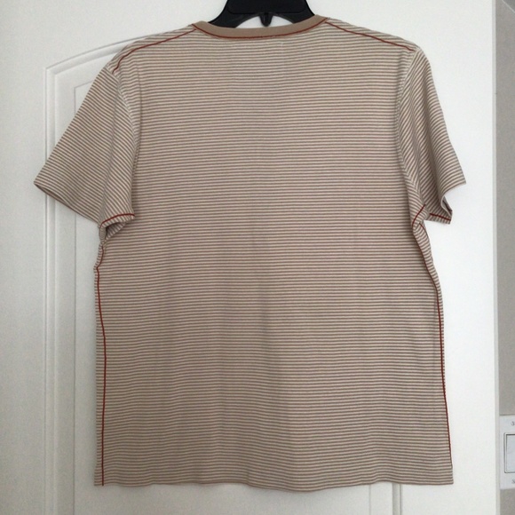 Celio White with Tan Stripes Henley  size L ( runs like a M ) - Picture 3 of 5